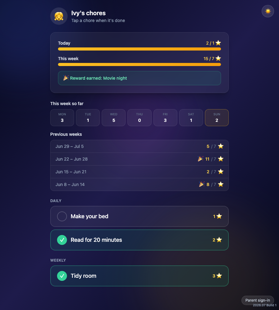 Chorey Child Portal, dark theme